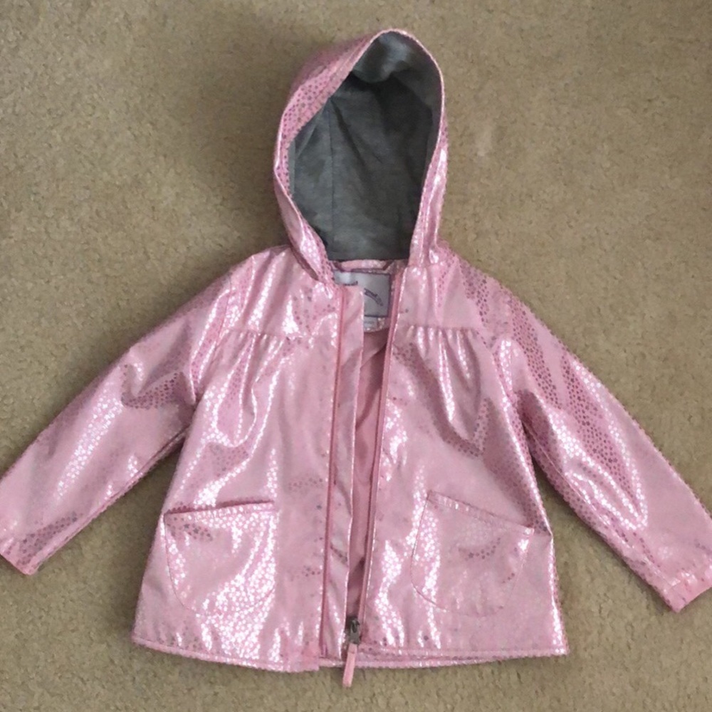 3T Toddler Girl’s Pink & Silver Rain Jacket